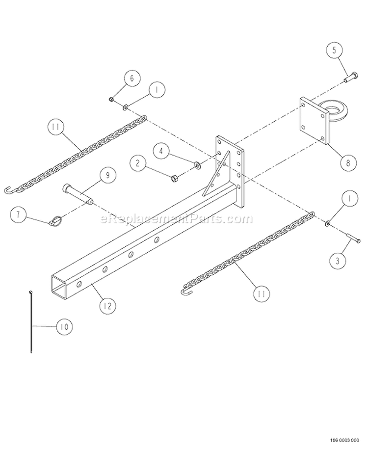 PintleáHitcháAssembly Diagram and Parts List for CH922DH 74950 Bear Cat Chipper Shredder